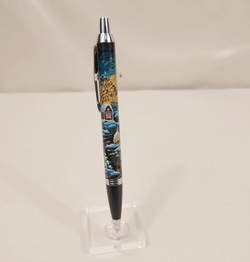 Ручка "Деревенский пейзаж" с ручной росписью Палех