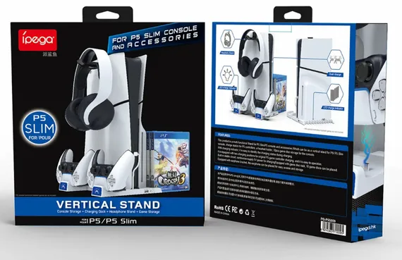 PS5 Подставка для консоли и двух Геймпадов, с функцией подзарядки (PEGA P5S009)