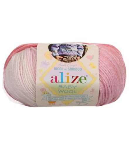 Беби Вул батик (Baby Wool batik) пряжа Alize 40%шерсть 20%бамбук 40%акрил 10х50г/175м 3565 розово-белый