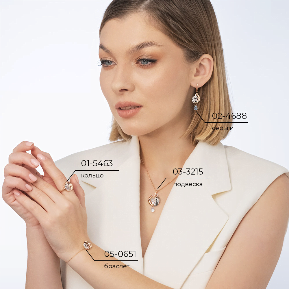 Серьги-пусеты «Верный спутник» (пожелание счастья) из красного золота