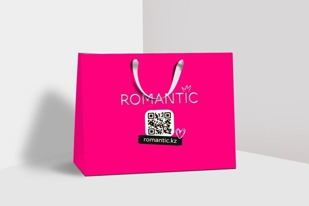 Пакет Romantic с QR-кодом. Розовый (маленький) 24.5*29.5*24.5