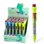 Ручка шариковая Alingar, "Динозавры", 0,7 мм, 6 цветов, автоматическая, штамп, круглый, цветной, пластиковый корпус, карт. уп.