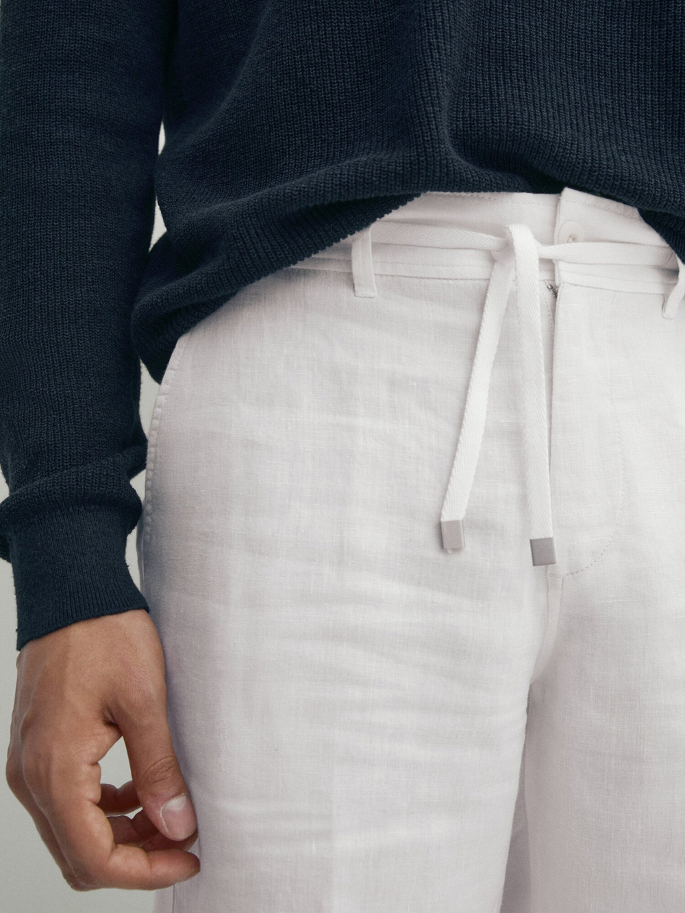 Massimo Dutti 100% льняные шорты-бермуды, кремовый