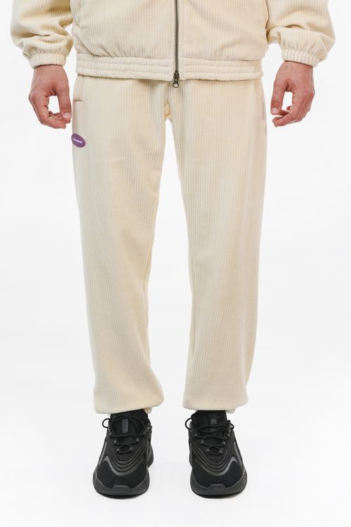 Брюки Ymkashix велюровые Stripe track белые