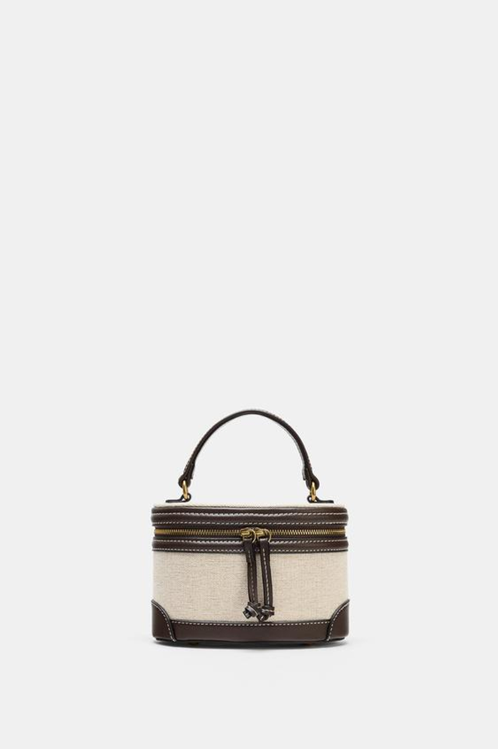 ZARA КОМБИНИРОВАННАЯ ЖЕСТКАЯ СУМКА, СВЕТЛО-БЕЖЕВЫЙ