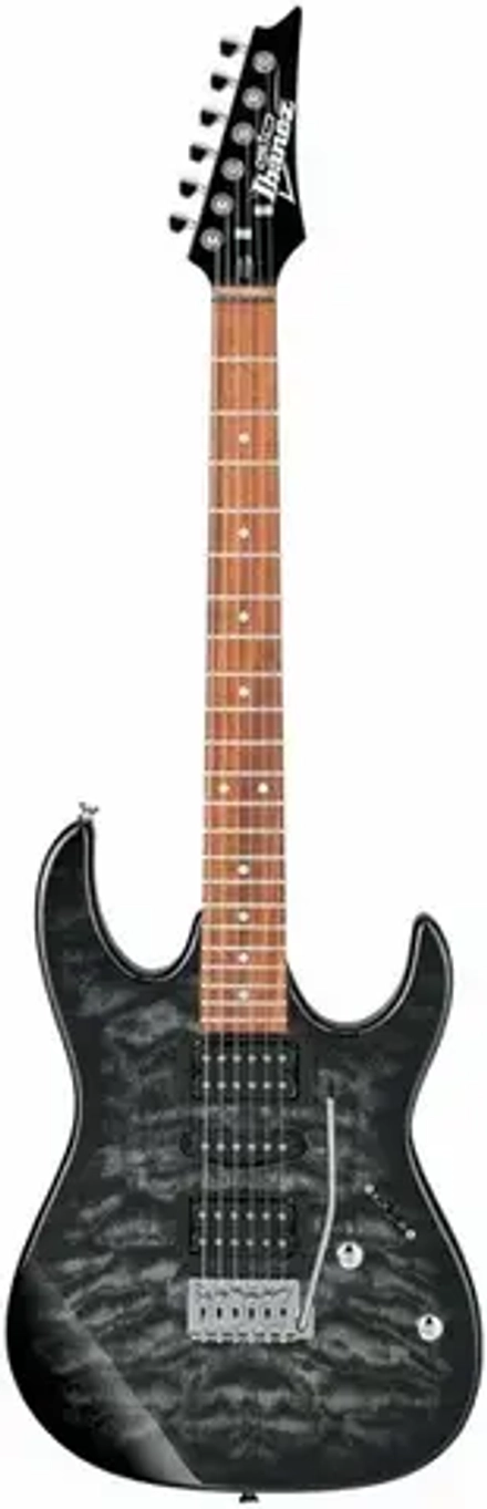 IBANEZ GRX70QA-TKS электрогитара, гриф: клён, корпус: липа, накладка грифа: амарант, топ: клён, 22 лада, цвет - серный структурированный.