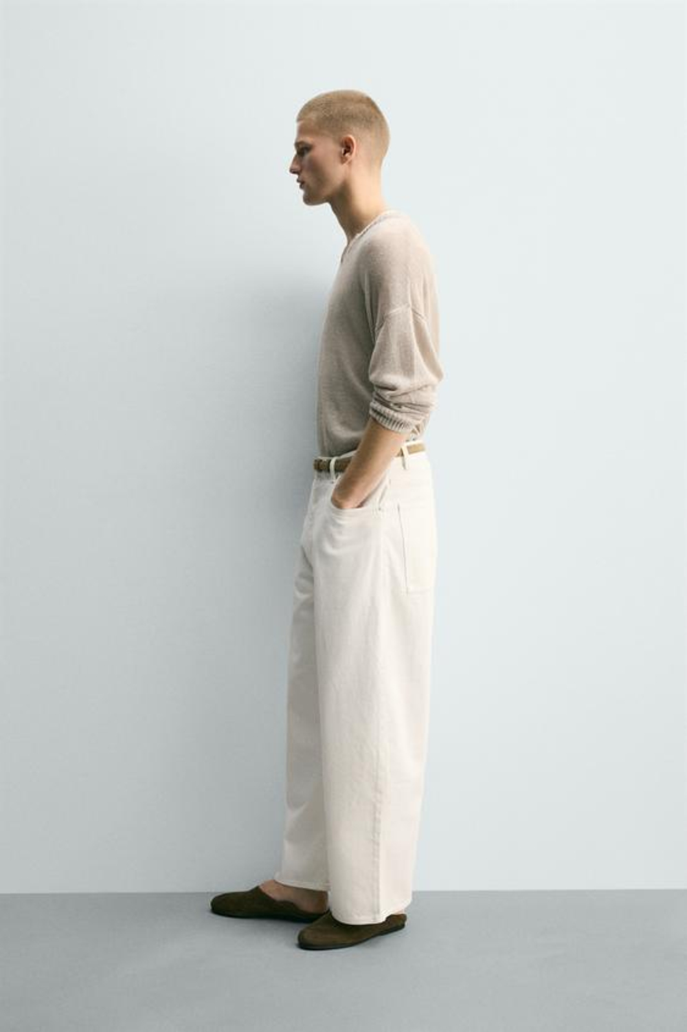 ZARA ДЖИНСЫ WIDE LEG, БЕЛЫЙ