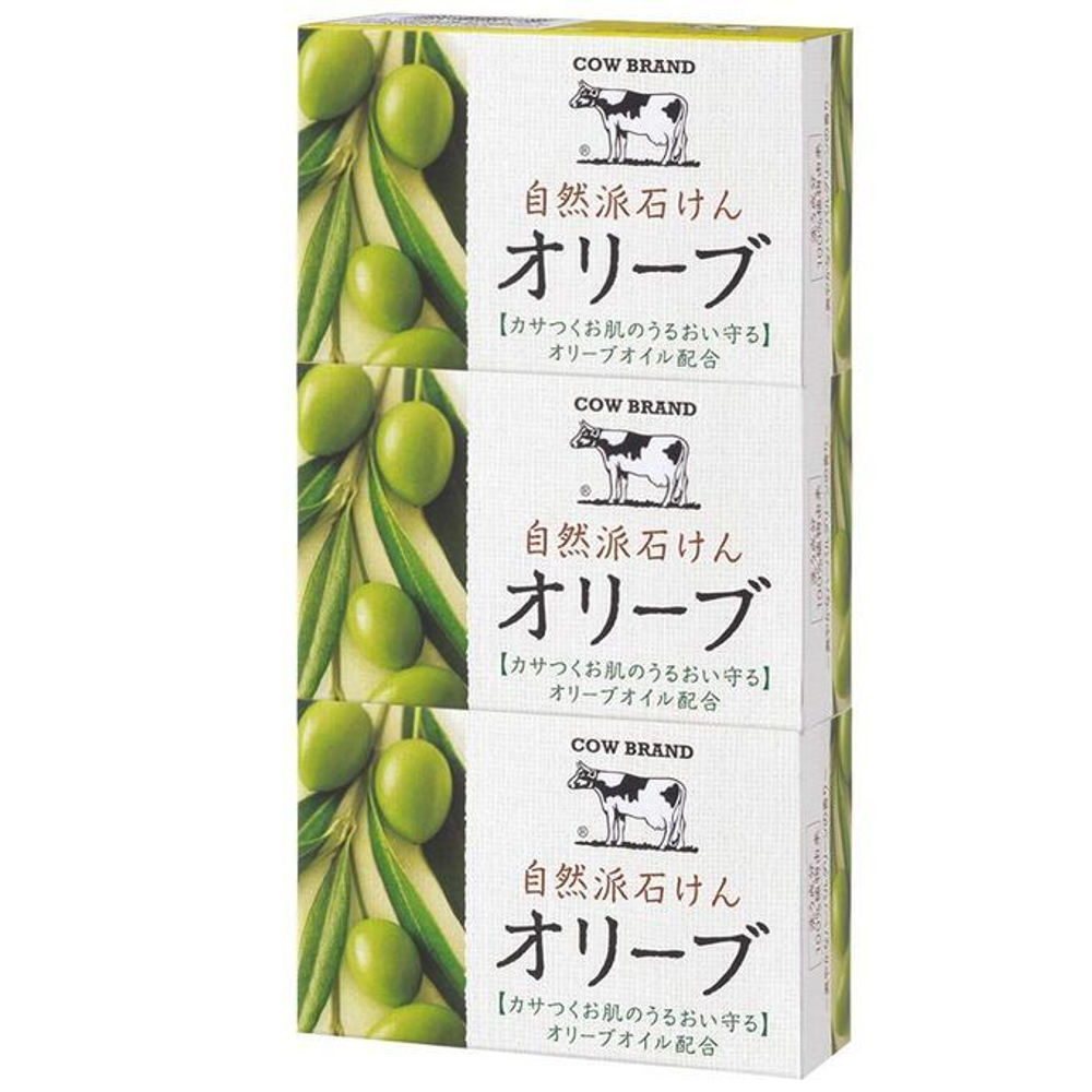 Мыло туалетное увлажняющее с оливковым маслом 3 шт по 100 г Cow Brand Natural Soap Olive