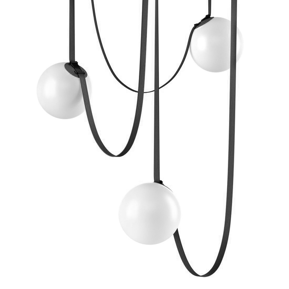 Pendant design lamp  Plusminus Semispheres by Vibia (3 lampshade ,  Black)