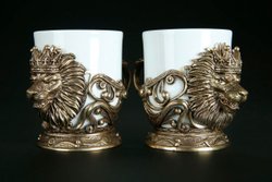 Набор чашек для кофе "Лев Vip" 2шт. в подарочном кейсе с художественным оформлением