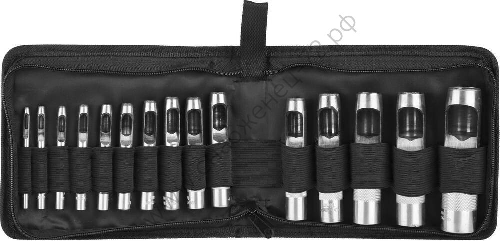 ЗУБР для кожи 3-25 мм, 15 шт., набор пробойников (22949-H15)