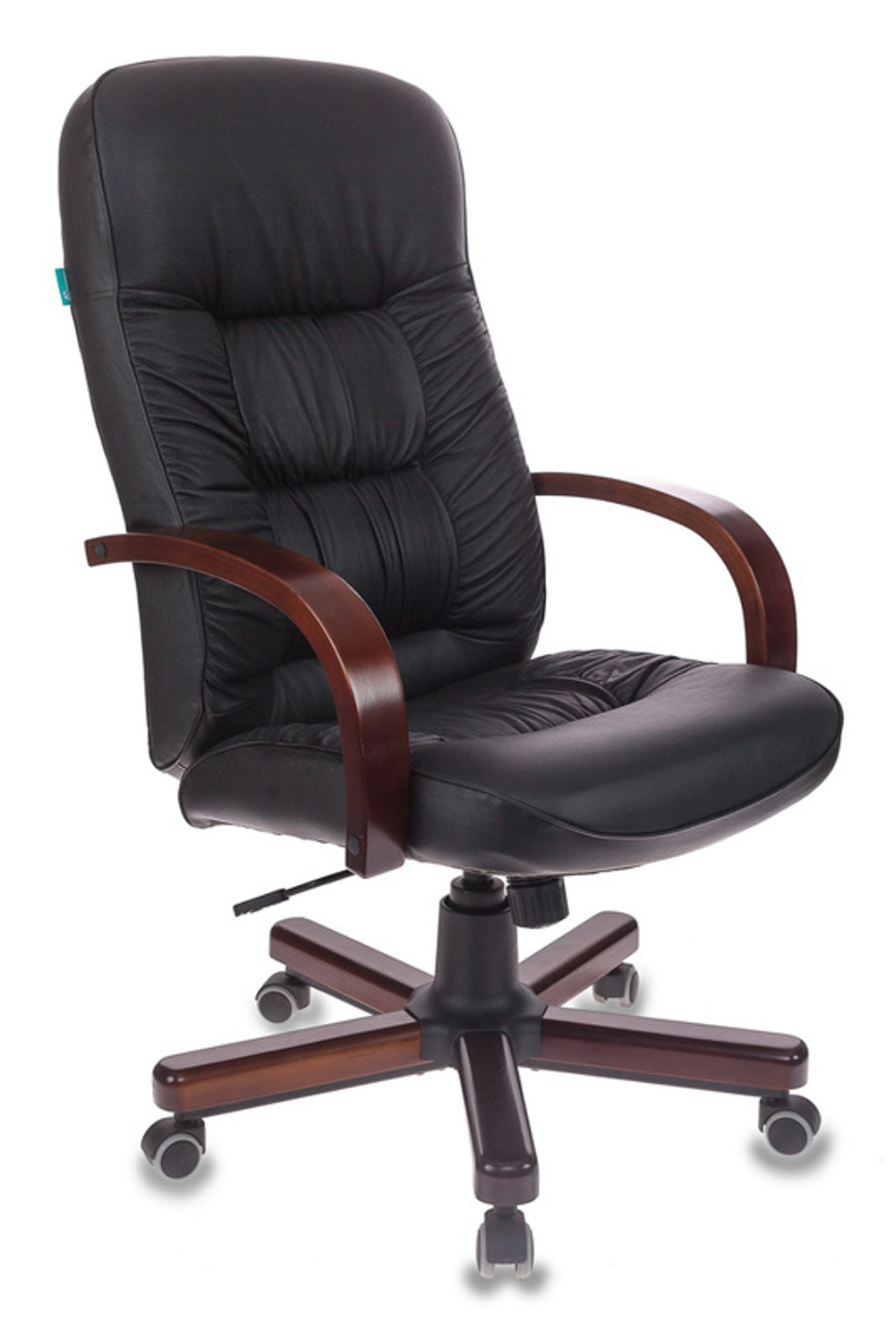 Кресло руководителя Бюрократ T-9908/WALNUT, черное, кожаное