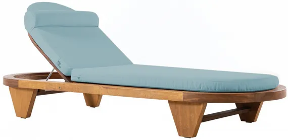 Шезлонг Spain, массив ироко, голубой матрас