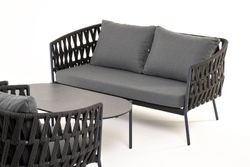 "Диего" лаунж-зона 4-местная плетеная из роупа (веревки), каркас алюминиевый темно-серый, роуп темно-серый