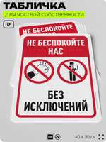 Табличка для частной территории "Не беспокойте нас", на дом, для участка, организаций и частных территорий, предупреждающая, 40х30 см, Silver Plane x Айдентика Технолоджи