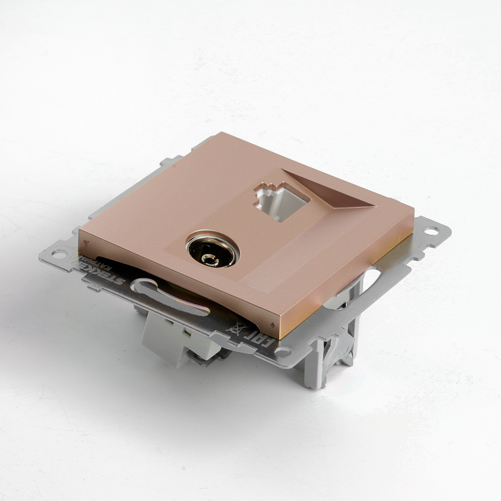 Розетка телевизионная 1-местная (механизм), STEKKER GLS00-7106-02, 75 Ом, 5-862МГц, серия Катрин, шампань 49184