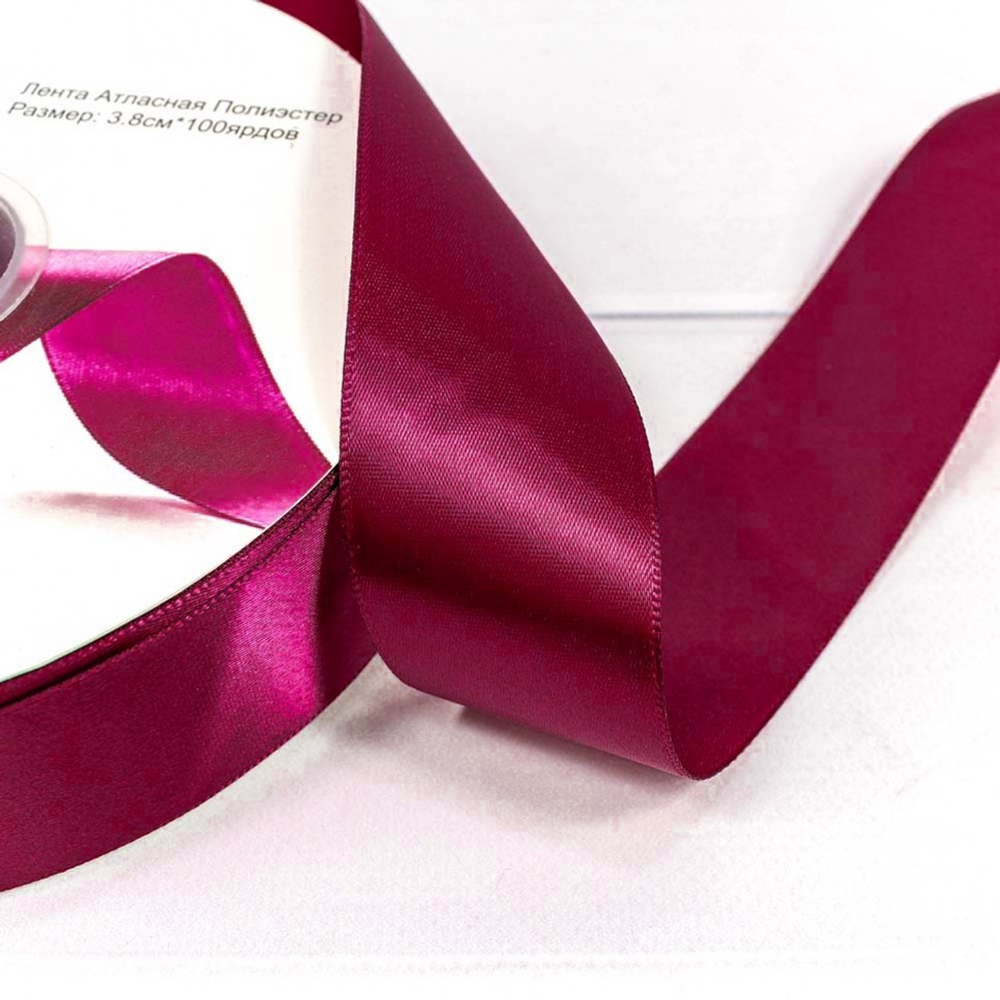 Лента Атласная 3,8см х 110м Полиэстер класс А (Красный)