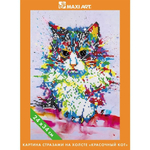 Картина стразами на холсте "Красочный Кот" 24х34см (Maxiart)