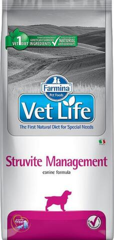 Farmina VetLife 12кг Struvite Management для собак при рецидивах МКБ струвитного типа