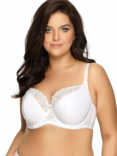Бюстгальтер Freesia с сшивными чашками plus size и кружевом (Размер: 105D) (Цвет: белый)