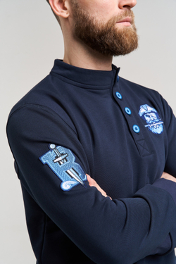 Косоворотка-свитшот Варгградъ мужской тёмно-синий «Ушкуйник» без начёса