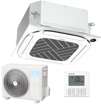 Кассетная компактная инверторная сплит-система Lessar (завод Midea) 2025 года
