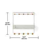 Полка настенная с крючками для аксессуаров estique, белая/натуральное дерево