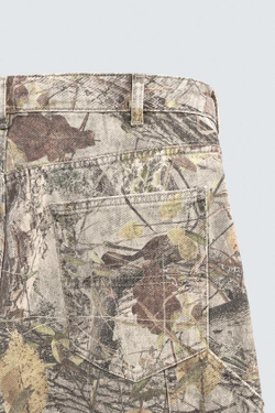 ZARA БРЮКИ КАРГО С АБСТРАКТНЫМ ПРИНТОМ, СЕРО-БЕЖЕВЫЙ