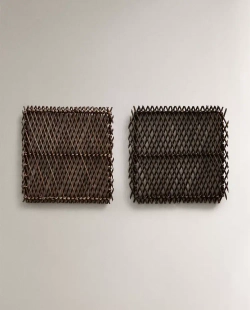 ZARA HOME ПОДСТАВКА ИЗ МЕТАЛЛА И РОТАНГОВОГО ВОЛОКНА, КОРИЧНЕВЫЙ