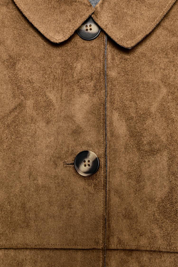 ZARA КОРОТКАЯ КУРТКА ИЗ ИСКУССТВЕННОЙ ЗАМШИ, РЫЖЕВАТО-КОРИЧНЕВЫЙ