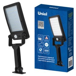 USL-F-561-PT165 SENSOR N1 Садовый светильник на солнечной батарее. с датчиком движения. 6Вт. Кронштейн в-к. Белый свет 4000K. Корпус черный. TM Uniel