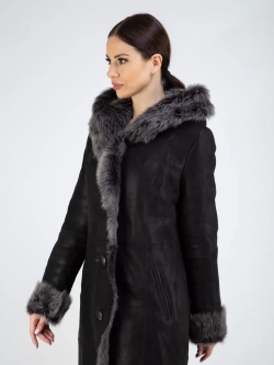 Дубленка зимняя натуральная с капюшоном длинная и теплая