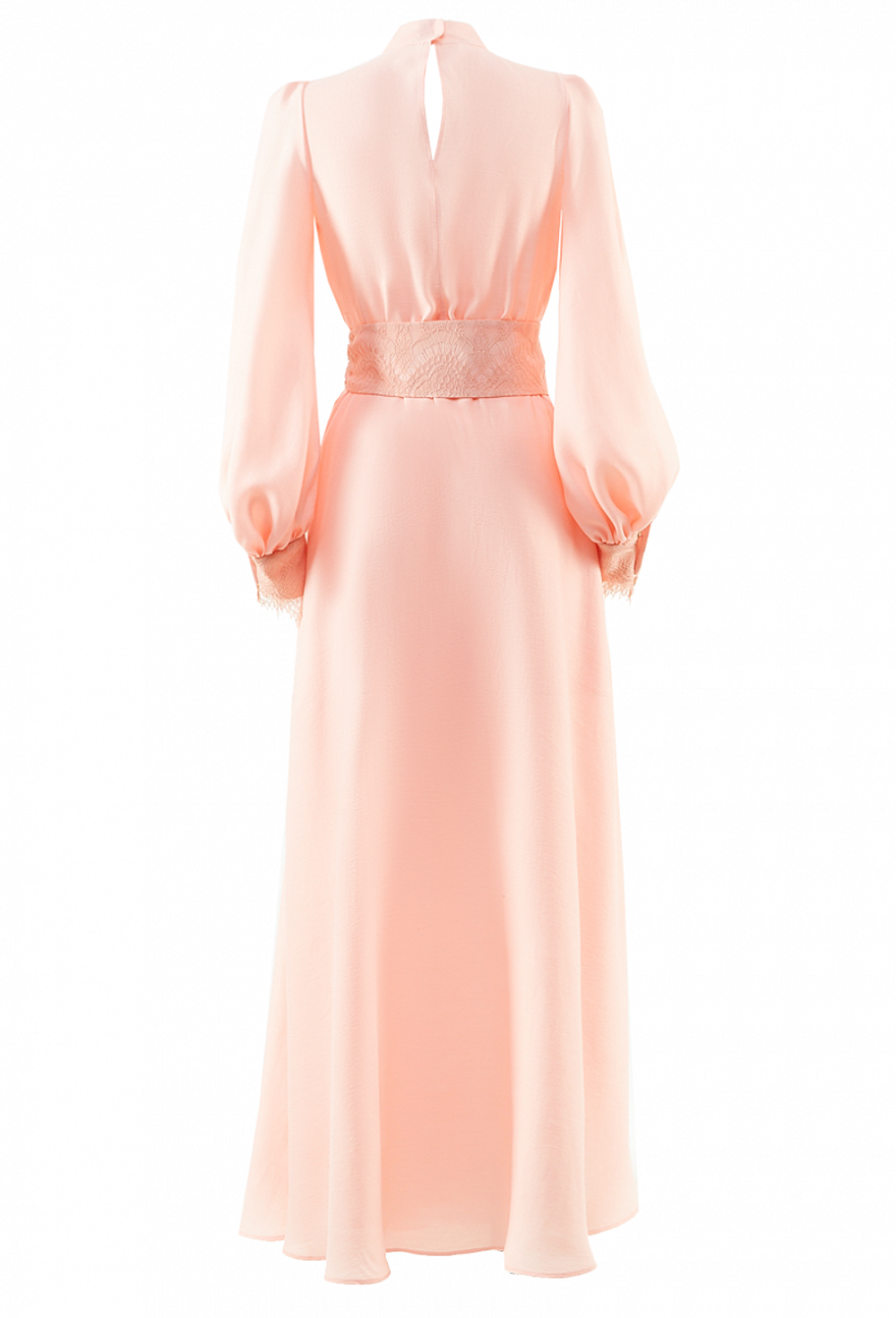 Длинное платье со складками на полочке розовое 35-02-20 SS