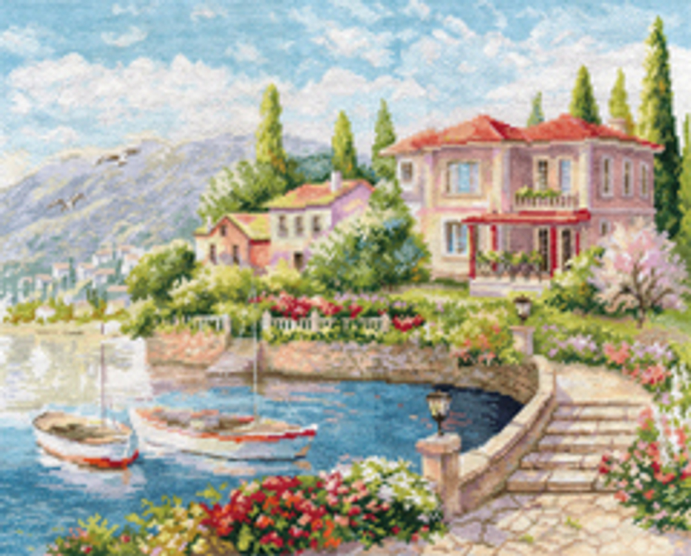 "Утро на побережье"-3-16 вышивка