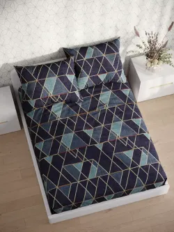 Постельное белье перкаль Сказка "Энигма" евро Наволочка 50х70 см 2 шт Простынь на резинке 180x200 см Пододеяльник 200x215 см