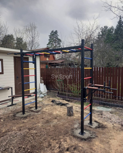 Монтаж уличной шведской стенки Sv Sport Рукоход (4 вертикальных столба)