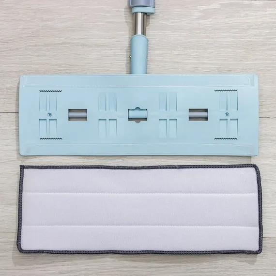 Швабра для мытья пола силиконовая, мягкая, насадка из микрофибры 39×14 см, телескопическая ручка из нержавеющей стали 88-128 см, цвет голубой