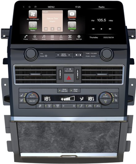 Магнитола Nissan Patrol Y62, Infiniti QX56/QX80 2010Z-2019 (поддержка Bose, 360 и мониторов) - Carmedia ZH-N1213 монитор 12.3", Android 12, 8/128Гб, CarPlay, 4G SIM-слот, беспроводная зарядка