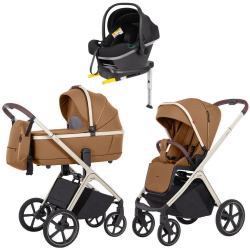 Коляска Carrello Vector CRL-6550 Nova DK791 Grey Line с базой Isofix 3 в 1 Coral Beige