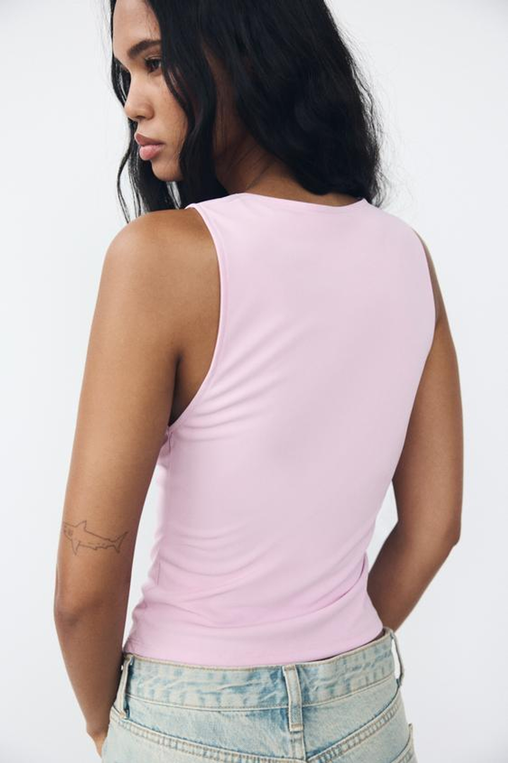 ZARA ТОП С ДРАПИРОВКОЙ НА ВЫРЕЗЕ, СВЕТЛО-РОЗОВЫЙ