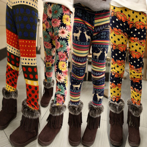 Леггинсы детские с принтами, утепленные