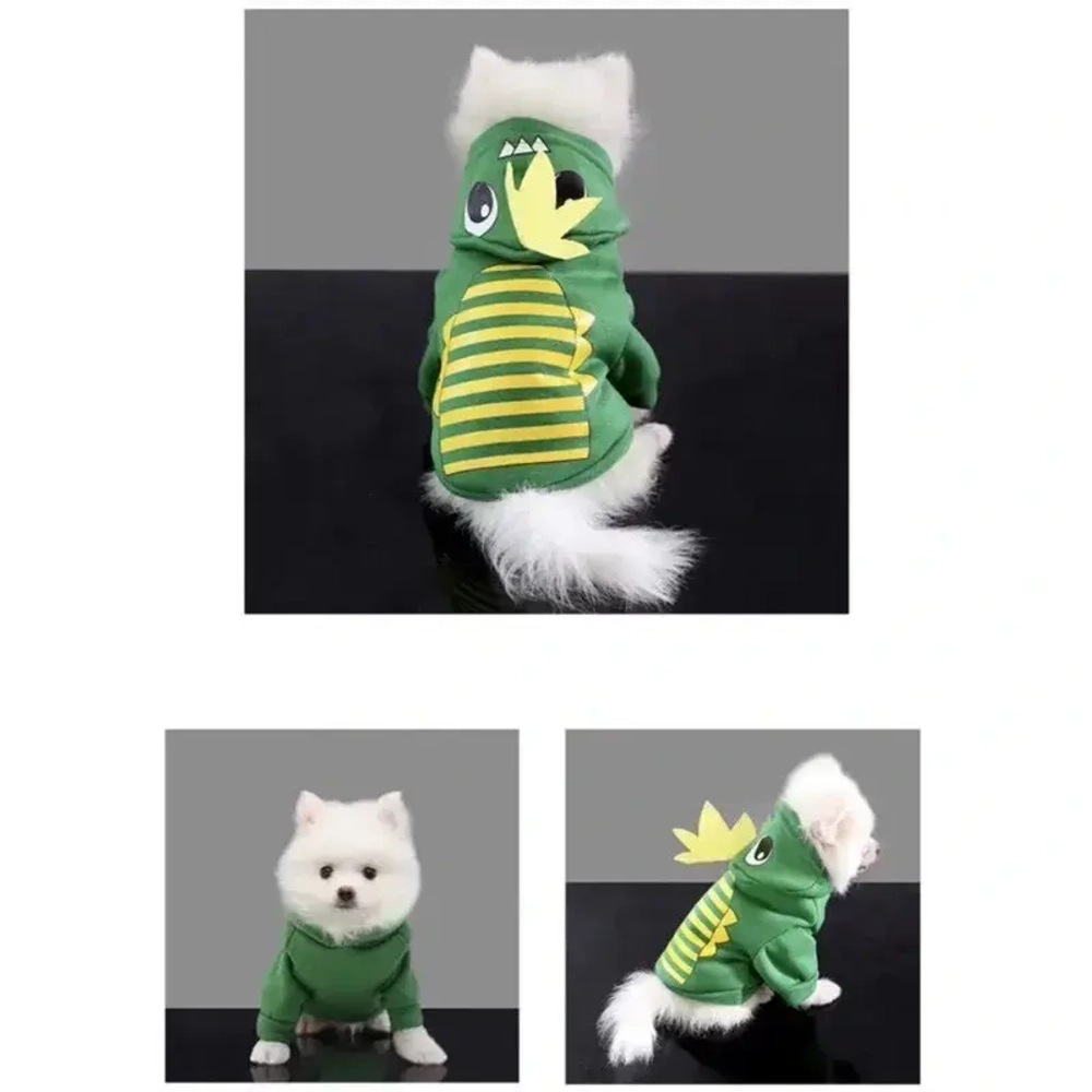 Кофта - толстовка с капюшоном для собак мелких пород «МОДНЫЙ БРО», динозаврик, размер S (35*25*22см) Ultramarine