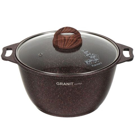 Кастрюля алюминий, антиприг, 4 л, с крыш, Kukmara, Granit Ultra, кга42а, красн