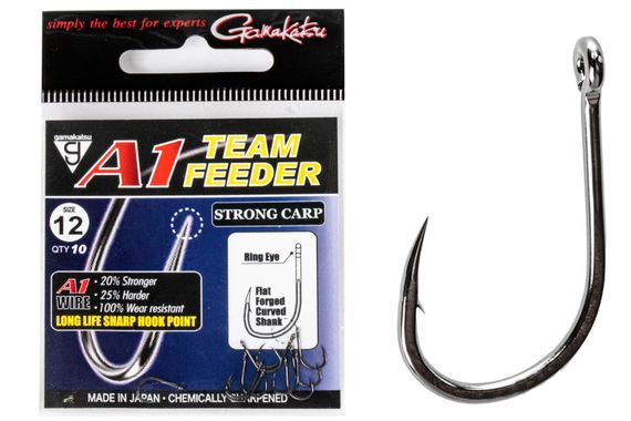 Крючки Gamakatsu A1 TEAM FEEDER HOOKS STRONG CARP разм. 12 10шт.