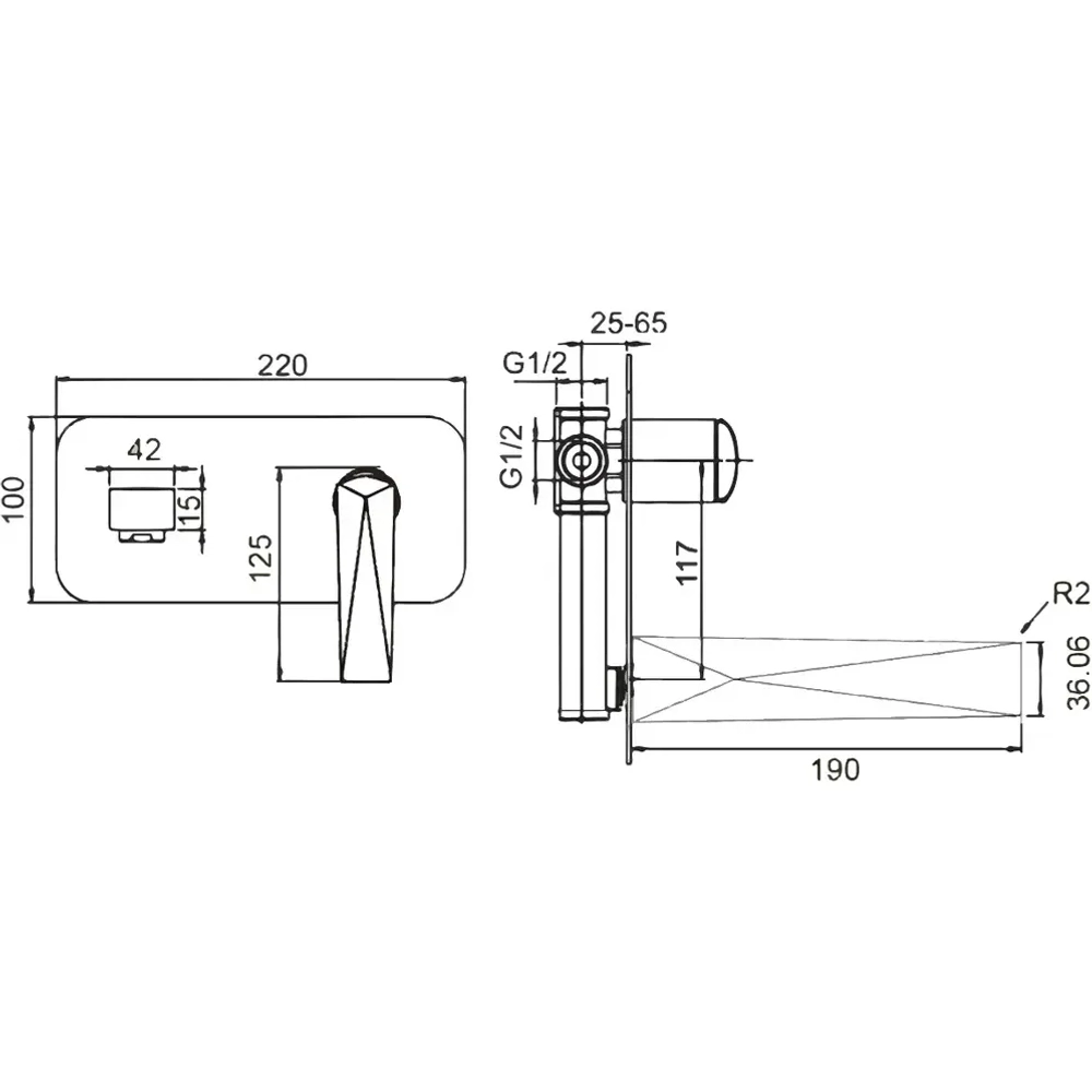 Смеситель для раковины Boheme Venturo 385-W С ВНУТРЕННЕЙ ЧАСТЬЮ