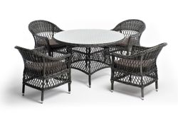 "Дольче" обеденная группа из искусственного ротанга, цвет графит