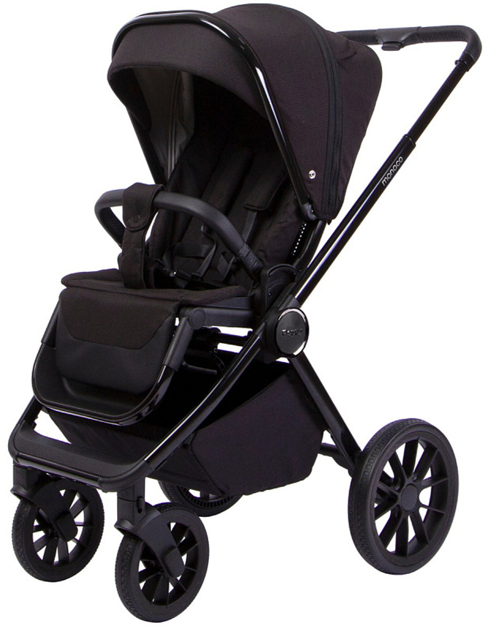 Детская коляска Peppy Monaco 3 в 1 с автокреслом Rise Brilliant black (черный), рама черный глянец