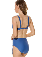 Раздельный купальник Pina Colada: лиф с мягкими чашками и высокие трусики (Размер: C/XXL) (Цвет: синий)