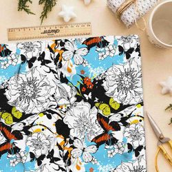 Ткань атлас цветочный креатив