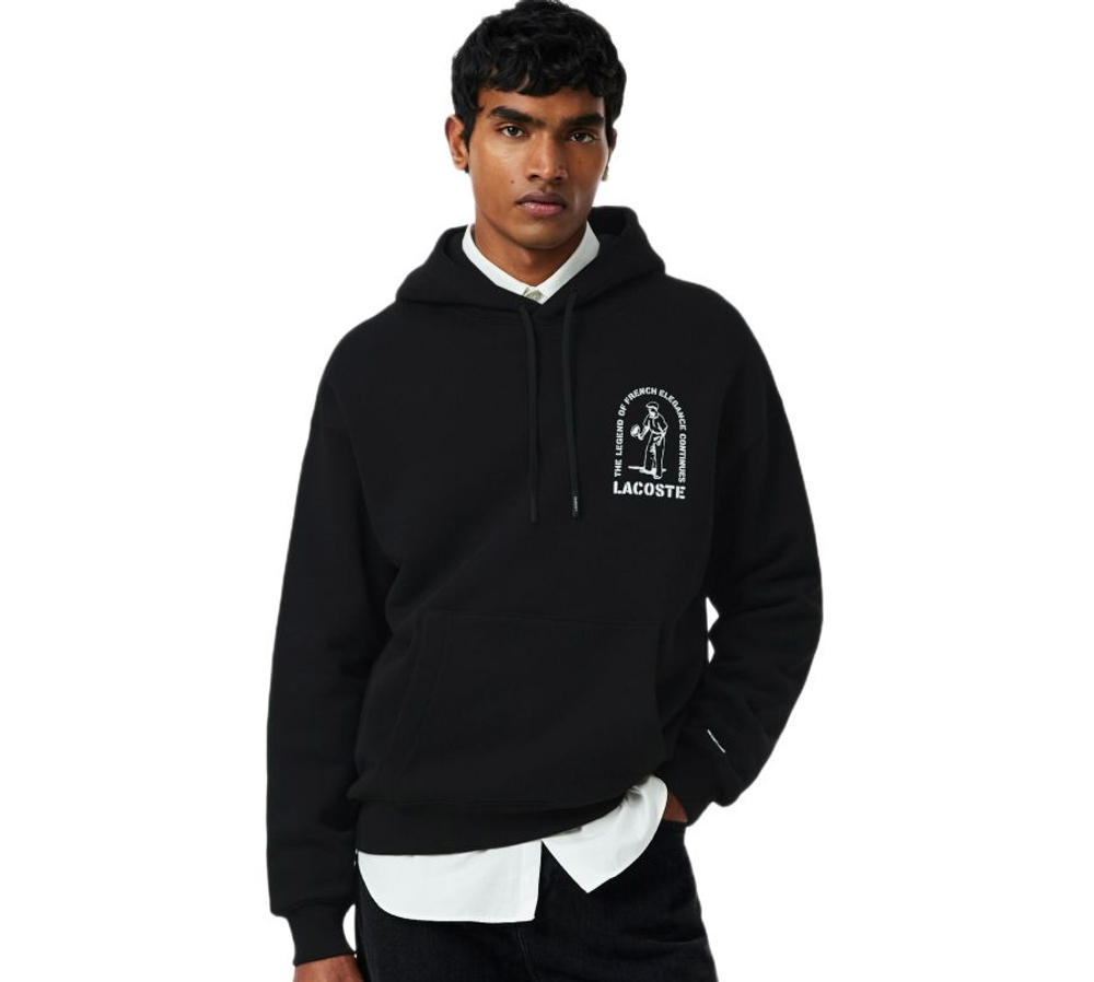 Куртка теннисная Lacoste Loose Fit Printed Hoodie - black